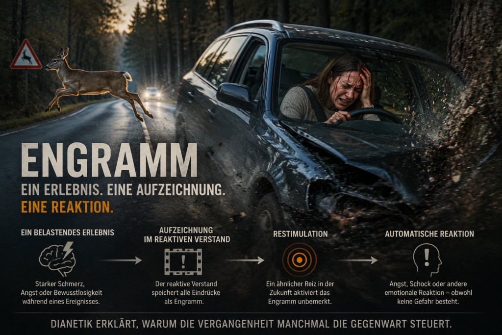 eine verletzte Frau im Auto am Strassenrand mit einem flüchtenden Reh